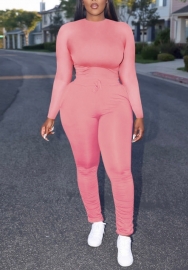 (Pink)2022 Styles Women Sexy Spring&Winter TikTok&Instagram Styles Solid Color Two Piece Suit