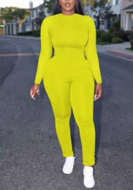 (Yellow)2022 Styles Women Sexy Spring&Winter TikTok&Instagram Styles Solid Color Two Piece Suit