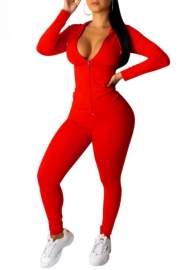 (Red)2022 Styles Women Sexy Spring&Winter TikTok&Instagram Styles Front Zipper Two Piece Suit