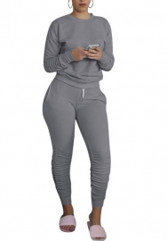 (Gray)2022 Styles Women Sexy Spring&Winter TikTok&Instagram Styles Solid Color Two Piece Suit