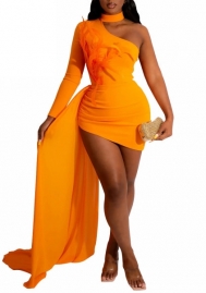 (Orange)2022 Styles Women Sexy Spring&Winter TikTok&Instagram Styles Irregular Maxi Dress
