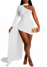 (White)2022 Styles Women Sexy Spring&Winter TikTok&Instagram Styles Irregular Maxi Dress