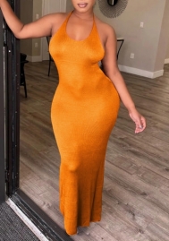 (Orange)2022 Styles Women Sexy Spring&Winter TikTok&Instagram Styles Backless Strap Maxi Dress