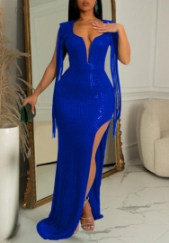 (Blue)2022 Styles Women Sexy Spring&Winter TikTok&Instagram Styles Backless Sequin Maxi Dress