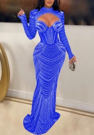 (Blue)2022 Styles Women Sexy Spring&Winter TikTok&Instagram Styles Sequins Maxi Dress