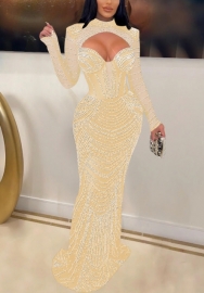 (Apricot)2022 Styles Women Sexy Spring&Winter TikTok&Instagram Styles Sequins Maxi Dress