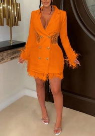(Orange)2022 Styles Women Sexy Spring&Winter TikTok&Instagram Styles OL Front Button Mini Dress