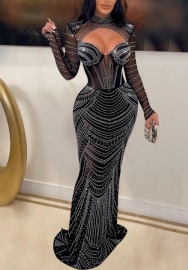 (Real Image)2022 Styles Women Sexy Spring&Winter TikTok&Instagram Styles Sequins Long Sleeve Maxi Dress
