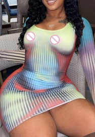 (Real Image)2022 Styles Women Sexy Spring&Winter TikTok&Instagram Styles Print Long Sleeve Mini Dress