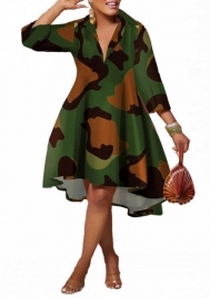 (Real Image)2022 Styles Women Sexy Spring&Winter TikTok&Instagram Styles Loose Print Front Button Hem Midi Dress