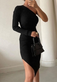 (Real Image)2022 Styles Women Sexy Spring&Winter TikTok&Instagram Styles Single Shoulder Long Sleeve Mini Dress