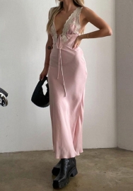 (Pink)2023 Styles Women Sexy&Fashion Spring&Summer TikTok&Instagram Styles Deep V Neck Maxi Dress