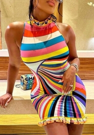 (Real Image)2023 Styles Women Sexy&Fashion Spring&Summer TikTok&Instagram Styles Contrast Color Sleeveless Mini Dress