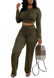 (Real Image)2023 Styles Women Sexy&Fashion Spring&Summer TikTok&Instagram Styles Ruffle Solid Color Two Piece Suit