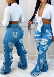 (Only Long Pants)(Real Image)2023 Styles Women Sexy&Fashion Spring&Summer TikTok&Instagram Styles Ripped Jeans Long Pants