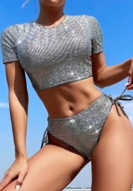 (Real Image)2023 Styles Women Sexy&Fashion Spring&Summer TikTok&Instagram Styles Sliver Tankinis Set