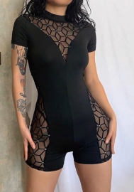 (Real Image)2023 Styles Women Sexy&Fashion Spring&Summer TikTok&Instagram Styles Black Lace Short Sleeve Romper