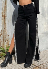 (Real Image)2023 Styles Women Sexy&Fashion Spring&Summer TikTok&Instagram Styles Jeans High Split Tassel Long Pants