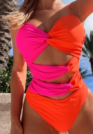 (Real Image)2023 Styles Women Sexy&Fashion Spring&Summer TikTok&Instagram Styles Contrast Color Cut Out  One Piece Swimwear