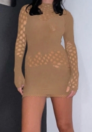 (Brown)2023 Styles Women Sexy&Fashion Spring&Summer TikTok&Instagram Styles Lace Long Sleeve Mini Dress