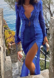 (Real Image)2023 Styles Women Sexy&Fashion Spring&Summer TikTok&Instagram Styles Mesh Open Maxi Dress