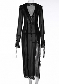 (Real Image)2023 Styles Women Sexy&Fashion Spring&Summer TikTok&Instagram Styles Mesh Open Maxi Dress