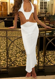 (Real Image)2023 Styles Women Sexy&Fashion Spring&Summer TikTok&Instagram Styles Cut Out White Maxi Dress