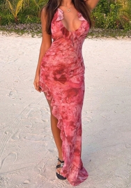 (Real Image)2023 Styles Women Sexy&Fashion Spring&Summer TikTok&Instagram Styles Rose Halter Irregular Maxi Dress