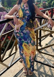 (Real Image)2023 Styles Women Sexy&Fashion Spring&Summer TikTok&Instagram Styles Floral Backless Maxi Dress