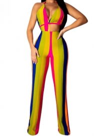 (Real Image)2023 Styles Women Sexy&Fashion Spring&Summer TikTok&Instagram Styles Contrast Color Backless Jumpsuit