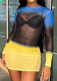 (Real Image)2023 Styles Women Sexy&Fashion Spring&Summer TikTok&Instagram Styles Mesh Colorful Mini Dress