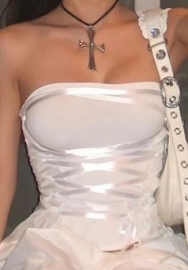 (White)2023 Styles Women Sexy&Fashion Spring&Summer TikTok&Instagram Styles Front Lace Up Tube Vest