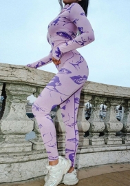 (Real Image)2023 Styles Women Sexy&Fashion Spring&Summer TikTok&Instagram Styles Purple Two Piece Suit