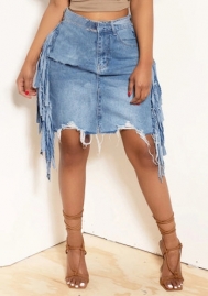 (Real Image)2023 Styles Women Sexy&Fashion Spring&Summer TikTok&Instagram Styles Tassel Jeans Skirts