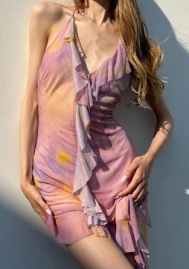(Real Image)2023 Styles Women Sexy&Fashion Spring&Summer TikTok&Instagram Styles Ruffle Floral Mini Dress