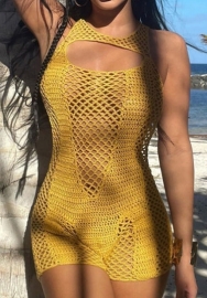 (Real Image)2023 Styles Women Sexy&Fashion Spring&Summer TikTok&Instagram Styles Yellow Sweater Romper