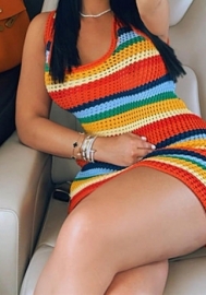 (Real Image)2023 Styles Women Sexy&Fashion Spring&Summer TikTok&Instagram Styles Sweater Contrast Color Mini Dress