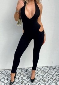 (Real Image)2023 Styles Women Sexy&Fashion Spring&Summer TikTok&Instagram Styles Blackless Cut Out Jumpsuit