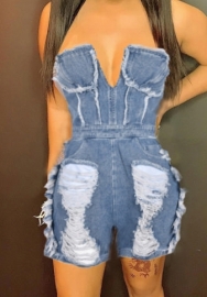 (Real Image)2023 Styles Women Sexy&Fashion Spring&Summer TikTok&Instagram Styles Ripped Jeans Romper