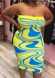 (Yellow)2023 Styles Women Sexy&Fashion Spring&Summer TikTok&Instagram Styles Tube Print Maxi Dress