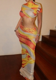 (Real Image)2023 Styles Women Sexy&Fashion Spring&Summer TikTok&Instagram Styles Print Maxi Dress