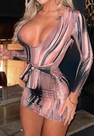 (Real Image)2023 Styles Women Sexy&Fashion Spring&Summer TikTok&Instagram Styles Print Deep V Neck Mini Dress