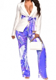 (Blue)2023 Styles Women Sexy&Fashion Spring&Summer TikTok&Instagram Styles Loose Casual Print Two Piece Suit