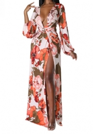 (Orange)2023 Styles Women Sexy&Fashion Spring&Summer TikTok&Instagram Styles Floral Long Sleeve Maxi Dress