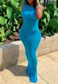 (Blue)2023 Styles Women Sexy&Fashion Spring&Summer TikTok&Instagram Styles Mesh Hoodie Maxi Dress