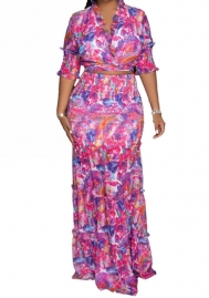 (Plus Size)(Real Image)2023 Styles Women Sexy&Fashion Spring&Summer TikTok&Instagram Styles Floral Print Loose Maxi Dress