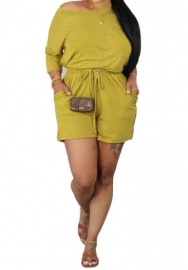 (Plus Size)(Green)2023 Styles Women Sexy&Fashion Spring&Summer TikTok&Instagram Styles Solid Color Short Two Piece Suit