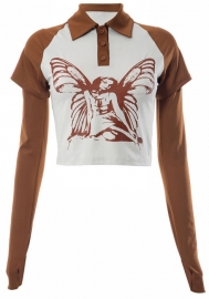 (Real Image)2023 Styles Women Sexy&Fashion Spring&Summer TikTok&Instagram Styles Long Sleeve Print Tee