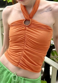 (Real Image)2023 Styles Women Sexy&Fashion Spring&Summer TikTok&Instagram Styles Brown Halter Tee