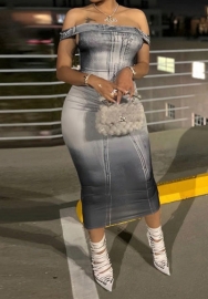 (Gray)2023 Styles Women Sexy&Fashion Spring&Summer TikTok&Instagram Styles Off Shoulder Maxi Dress